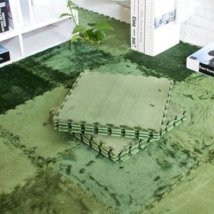 Zeyeo 36 Stuks 0,4 Inch Dikke Pluche Schuim In Elkaar Grijpende Vierkante Puzzeltapijt - Snijdbare, Antislipmatten Voor Thuis- En Commercieel Gebruik(Dark Green)