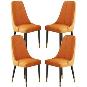 Keukeneetkamerstoel Set van 4 houten poten Moderne stoelen Armleuning Loungebarstoelen Hoge rugleuning Gewatteerde zachte zitting