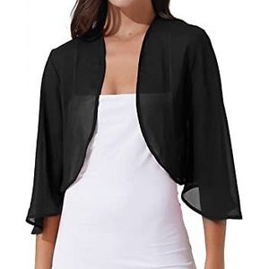 Bolero Dames,Dames Chiffon Bolero Haalt Zijn Schouders Op Cropped Tops Elegant Vest Met Korte Mouwen Open Voorkant Sheer Haalt Zijn Schouders Op Schouderjack Mantel Avondfeest Cover-Up Voor Jurken,Z