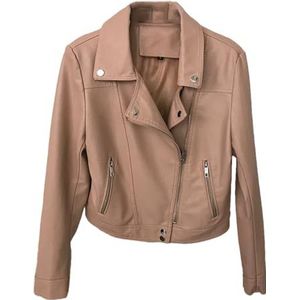 Dvbfufv Vrouwen Faux Lederen Jas Lente Herfst Vrouwen Straat Motorfiets Rits Korte Lederen Jas Vrouwelijke Slanke Jas, pnnrk, M