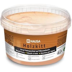 HAUSA Houtkitt 250 g medium beukenplamuurmassa, stopverf voor hout, houtplamuur/vulmassa voor het repareren van houtschade, gebruiksklaar, uitstekende vulkracht, sneldrogend, scheurbestendig