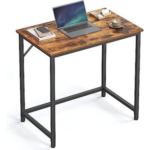 VASAGLE bureau, klein computerbureau, bureau voor werkkamer, slaapkamer, 50 x 80 x 76 cm, industrieel ontwerp, metalen frame, vintage bruin-zwart LWD038B01