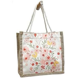 TYNXK Tote Linnen Tassen Bloemen Canvas Tas Vrouwen Tas Kleine Verse Schoudertas Modieuze Tote Bag Grote Vrouwen Boodschappentas Jute Boodschappentas, roze, Button style