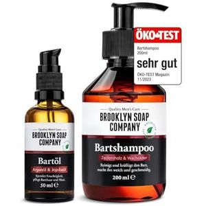 Brooklyn Soap Company Beard Essentials Bundle Baardverzorgingsset voor mannen met baardolie 50 ml en baardshampoo 200 ml - dagelijkse verzorging en reiniging voor elke baard - cadeauset