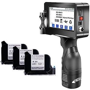 Mini Inkjet Printer 600 DPI 24 Taal Barcode Hand Gun Printer 12.7mm Afdrukhoogte Draagbare Handheld Inkjet Printer Codering Machine instelbare afdrukhoogte(Printer with 3 ink)