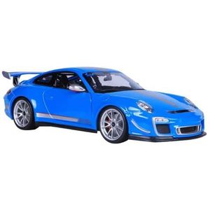 Simulatie legering modelauto Voor Por&sche 1:18 gesimuleerde legering model auto speelgoed model ornamenten rubberen band gesimuleerde metalen automodel (Color : Blue)