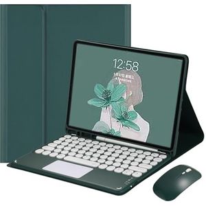 Toetsenbordhoes voor iPad Air 7e generatie 11 inch (M3) 2025, Magnetisch Afneembaar Draadloos Toetsenbord met Bluetooth Muis,Dark green