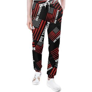 USA Vlag Baseball Dad Joggingbroek voor Mannen Yoga Atletische Jogger Joggingbroek Trendy Lounge Jersey Broek L