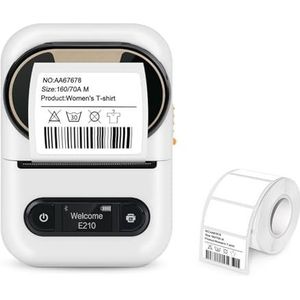 Thermisch Printer E210 Thermische Labelprinter Mini-stickerprinter E210 Draagbare Draadloze Bluetooth-inktloze Labelmachine Labelpapier Afdrukken Duidelijk Snel(White Printer)