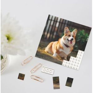 Bouwsteenpuzzel gepersonaliseerde bouwstenen vierkante puzzels hond corgi bouwstenen blok voor volwassenen blokpuzzel voor huisdecoratie 3D baksteenpuzzel bakstenen fotolijst