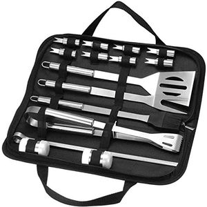 XYWHPGV BBQ-grillgereedschapset - 18 in 1 roestvrijstalen barbecue-grillaccessoires met draagtas, inclusief spatel, tang, spiesjes(8f829 1d7be 3b180 b5d91 6c077 aed78