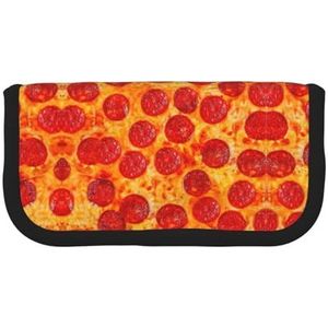 gopoo 3D Pizza Pepperoni Leuke Canvas Potlood Pouch - Georganiseerde Opslag voor Reizen & Dagelijks Gebruik Etui, Make-up Pouch