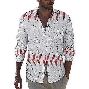 Vintage honkbalsteken heren revers shirt met lange mouwen button down print blouse zomer zak T-shirts tops 4XL