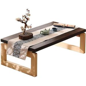 Japanse stijl tafel, rechthoekige theetafel, lage klaptafel, milieuvriendelijke en gezonde verf, borddikte 3,5 cm, slijtvastheid, 7 maten