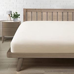 Drap Housse 150X190, Drap Housse 150X200 Bonnet 30 cm 2 Persoons, Microvezel Comfortabel en Ademend Matrashoes Beige