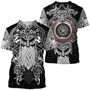 Nordic Viking Grafische T-shirts - Heren Dames Zomer Nieuwigheid 3D Geprint Korte Mouwen Mesh Tops - Outdoor Vintage Harajuku Casual Workout Crewneck T-shirts