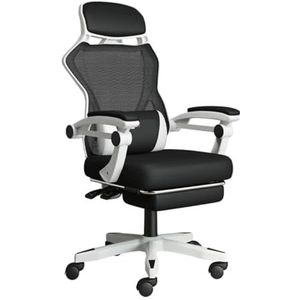 Ergonomische bureaustoel Ademende sponsbureaustoel met hoge rug en hoofdsteun en voetsteun Bureaustoel Verstelbare stoel