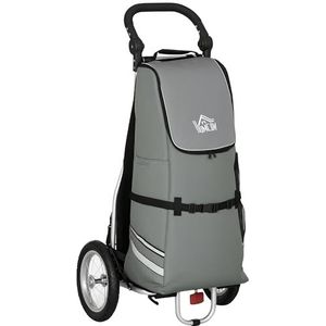 HOMCOM 2-in-1 bagageaanhanger, winkelwagentje, fietskar, transportaanhanger met fietskoppeling 24,3 kg (max. 55 L) Aluminium+Oxford grijs+zilver 53 x 43 x 110 cm