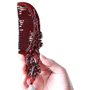 15cm Chinoiserie Holle Gesneden Sandelhout Kam Paars Sandelhout Massage Hoofdhuid Kam