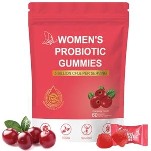 Probiotische gummies voor dames, Premium vrouwelijke PH Balance Gummy, 5 miljard CFU's, Cranberry-smaak, suikervrij, veganistisch, 60 stuks