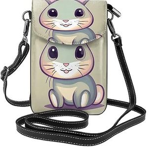 chenfandi Schattig klein konijntje crossbody tas met rits, dames schoudertas met kaartsleuf, afneembare schouderriem, 19,2 x 12,5 cm., Zwart, Eén maat