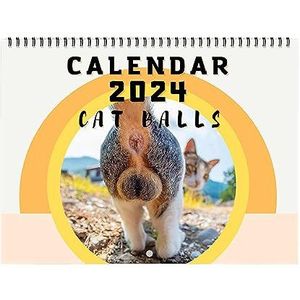 Kattenkalender 2024 | 2024 Katten Butthole Kalender | Grappige kalender 2024 | Kattenballen Kalender | Grappige Kattenkont Wandkalender | Gepersonaliseerde Maandkalender Planner voor Vrouwen, Mannen