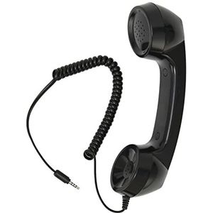 Retro Telefoonhoorn, 3,5 Mm Mobiele Telefoonontvanger Microfoon met Volumeregeling, 9 Voet Spiraalsnoer Microfoon voor Smartphone (Zwart)