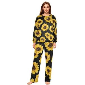 YOUJUNER Pyjama sets voor vrouwen, bloemen zonnebloem decor winter warme nachtkleding zomer loungewear set pyjama nachtkleding set, Meerkleurig, XL