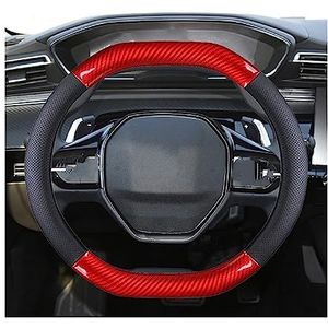 Afdekking Voor Het Stuur Voor Peugeot 3008 4008 5008 Koolstofvezel Auto Stuurhoes Automotive Interieur Accessoires Stuurhoes Auto(Rood)