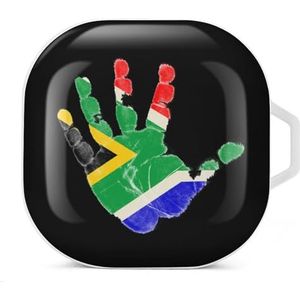 Zuid-Afrika vlag palm oortelefoon hoesje compatibel met Galaxy Buds/Buds Pro schokbestendig hoofdtelefoon hoesje wit stijl