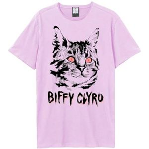 Amplified Unisex Volwassen Zwarte Kat Biffy Clyro T-Shirt, Roze 182, M