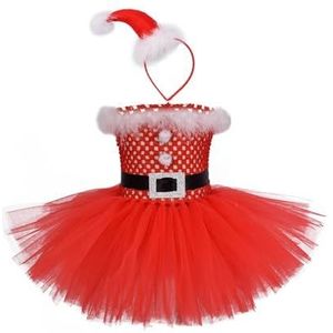 Prinecss Jungle dierenthema kostuum voor meisjes Giraffe koeien Tutu verjaardag Halloween kerstfeest aankleedoutfits met hoofdband staarten(Red,XXXL)