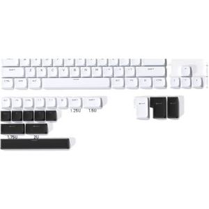 QPSJXN Skyline R2 Low Profile Keycaps, 127, double-shot PBT voor toetsenborden, zwart en wit
