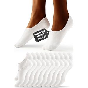 HELDENWERK 10 paar enkelsokken voor dames en heren, onzichtbare sneakersokken, ademend en comfortabel, in zwart, wit, grijs, 10 x wit., 39-42