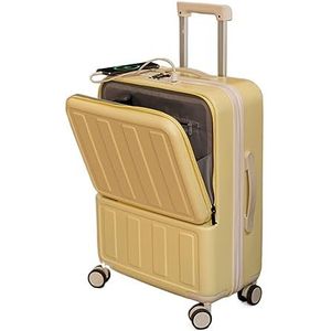 Bagage Bagage Met TSA-slot En USB-oplaadpoort, Kan In De Vliegtuigkoffer Voor Dames Worden Vervoerd Trolley Koffer (Color : Yellow, Size : 20in)