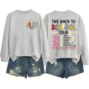 MLZHAN ABCD The Back To School Tour in Front Print Dames Sweatshirt De Terug Naar School Tour Bruh We Back The Back The Back The Back Print Shirt, Grijs, S