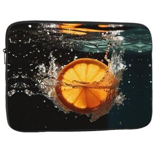 Laptophoes voor dames, oranje in water, print, slanke laptophoes, notebookhoes, schokbestendig, beschermend notebookhoesje 47 cm