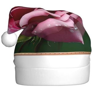 SSIMOO Dew Rose 1 pluche kerstmuts voor volwassenen, feestelijke feesthoed, ideaal feestaccessoire voor bijeenkomsten