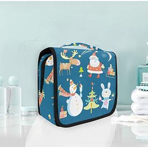 Sneeuwman eland Kerstmis opknoping opvouwbare toiletpot cosmetische tas make-up reizen organizer tassen tas voor vrouwen meisjes badkamer