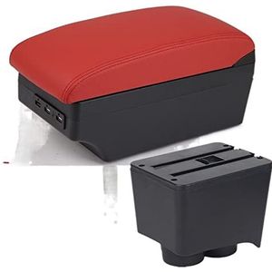 Armleuning Opbergbox Auto Opbergvak Armsteun Voor Vw Voor Polo 9N 3 2002-2009 Auto Armsteun Opbergdoos Auto Interieur Accessoires 7USB (Color : C4 red 7USB)