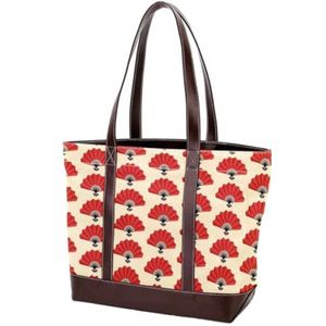 Laptop Tote Bag met Spaanse Ventilator Naadloos Patroon Print,Draagbare Schoudertassen Casual Canvas Zakelijke Werk Tote Bag Aktetas voor Computer School Office