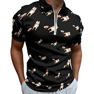 Shiba Inu No Half Zip-up Polo Shirts Voor Mannen Slim Fit Korte Mouw T-shirt Sneldrogende Golf Tops Tees 3XL