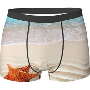 ZJYAGZX Zeester Ocean Beach Print Heren Zachte Boxer Slips Shorts Viscose Trunk Pack Vochtafvoerend Heren Ondergoed, Zwart, L