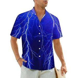 Blue Lightning Dragon herenhemden korte mouwen strandshirt Hawaiiaans shirt casual zomer T-shirt L