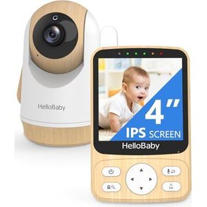 HelloBaby Video-babyfoon met camera, digitale niet-wifi, PTZ-bediening en nachtzicht, tweewegs audio, 300 m veilige verbinding, 26 uur batterij en energiebesparende modus, draagbaar voor vakantie