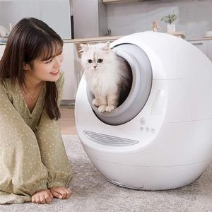 Automatische zelfreinigende kattenbak, slim kattentoilet Elektrisch kattenzandbassin, volledig gesloten automatisch kattentoilet, automatische geurverwijdering Anti-splash PP-hars met laag geluidsnive