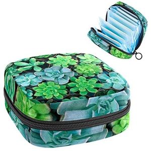 Vetplanten Periode Pouch Draagbaar,Tampon Opbergtas voor Maandverband, Meerkleurig, 4.7x6.6x6.6 in/12x17x17 cm