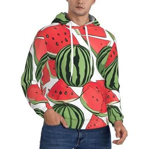 WOmeng Rode Watermeloen Print Mannen Mode Hoodie Pullover Casual Wear Voor Gift Voor Papa Man Vriend, Zwart, XS