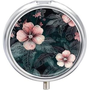 Groene Bladeren En Bloemen Pil Case Reizen Pil Container Mini Reizen Geneeskunde Tablet Vitamine Houder Organizer Geneeskunde Levertraan Olie Opslag