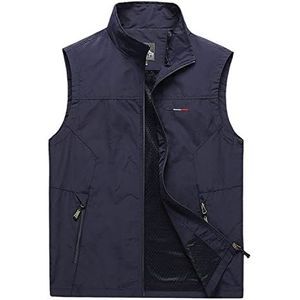 Herenvest Met Multi-Pocket Gilet Outdoor Vissen Gilet Zomer Ademend Gilet Fotografie Reizen Gilet,Blauw,3XL